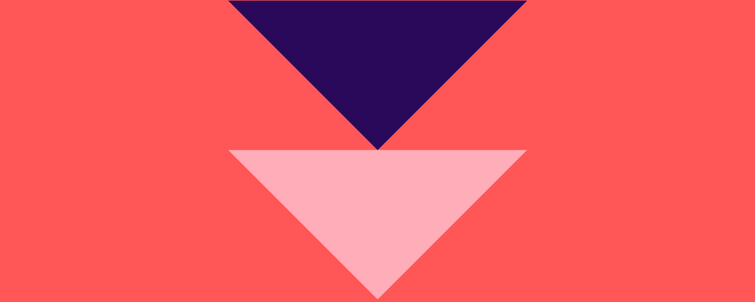 Two downward-facing triangles in contrasting colors on a red background