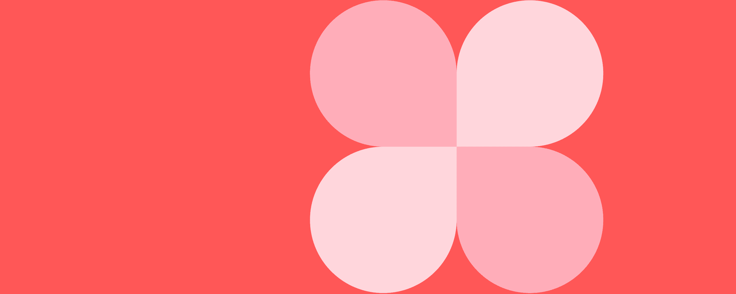 Light pink four-leaf clover on a red background