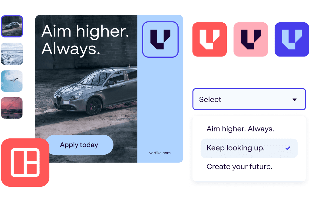 Visual of customizable brand templates for localized content creation, supporting brand cost-optimization by reducing agency dependency and time to market