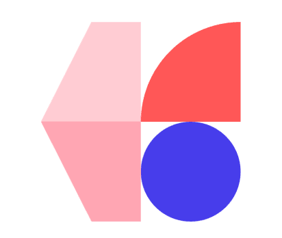 Geometric shapes illustrating creative flexibility next to text on on-brand content creation and campaign management with Papirfly